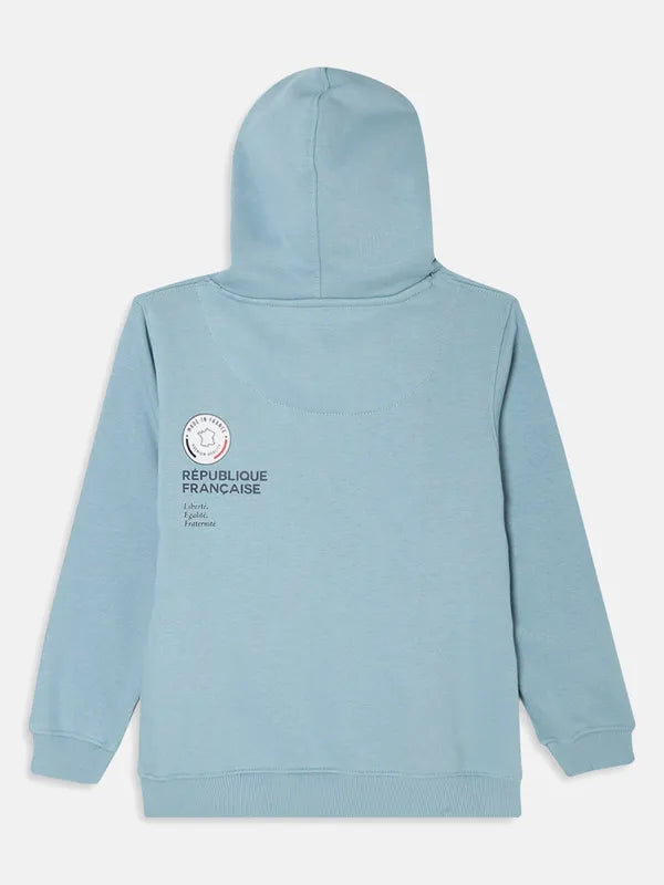 Octave Boys Green Printed Hooded Sweatshirt