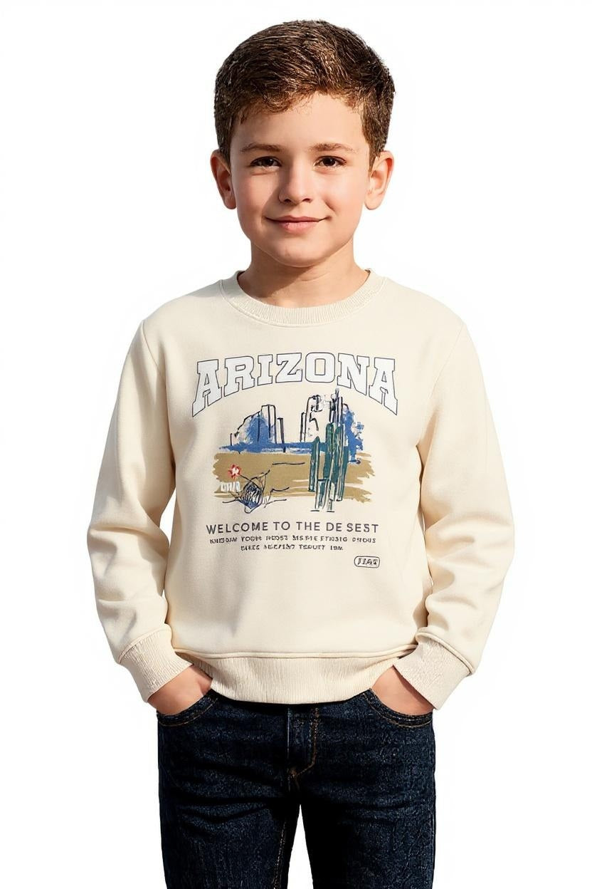 Boys Round Neck Graphic Print Sweatshirt