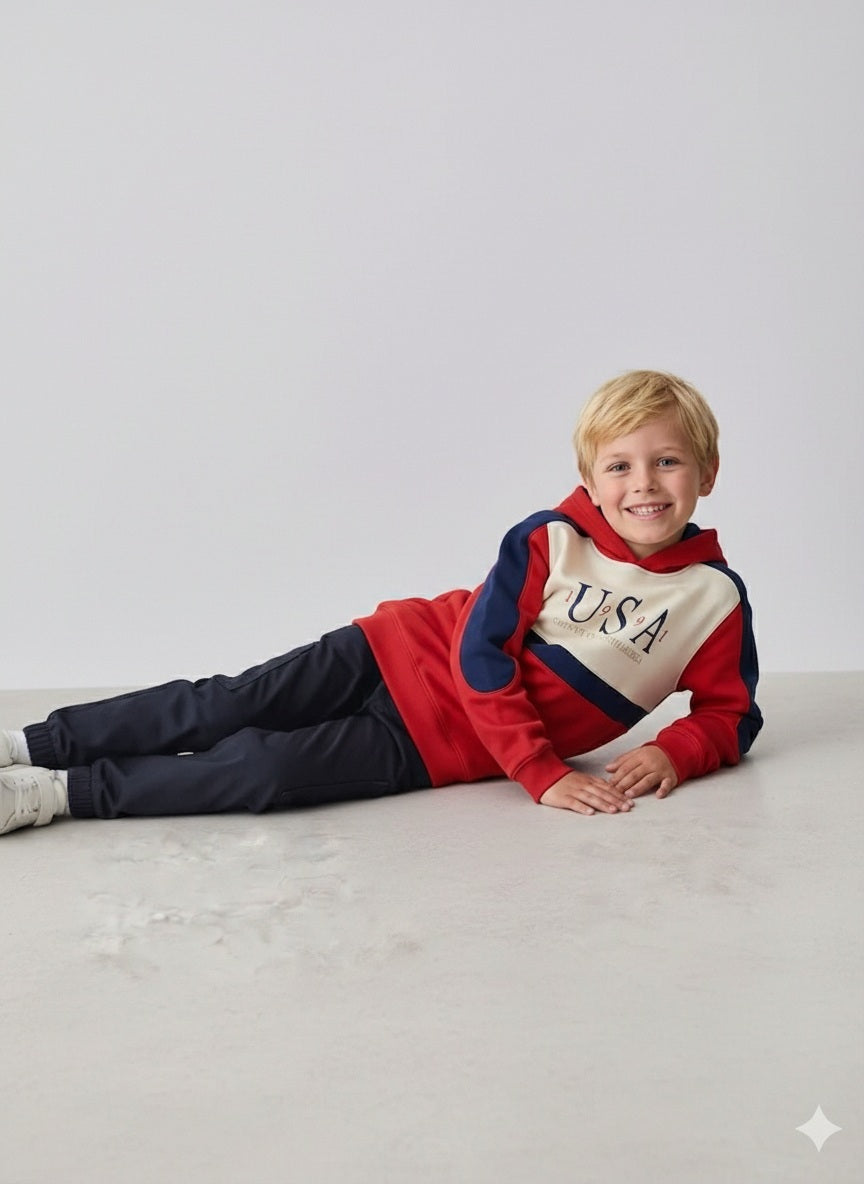 Boys Colourblocked Hooded Sweatshirt