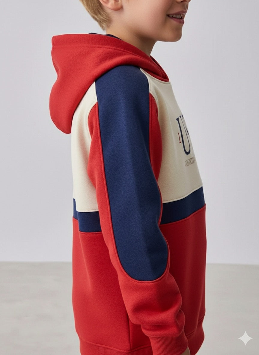 Boys Colourblocked Hooded Sweatshirt