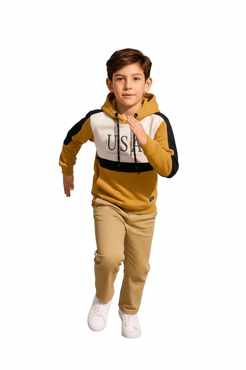 Boys Colourblocked Hooded Sweatshirt