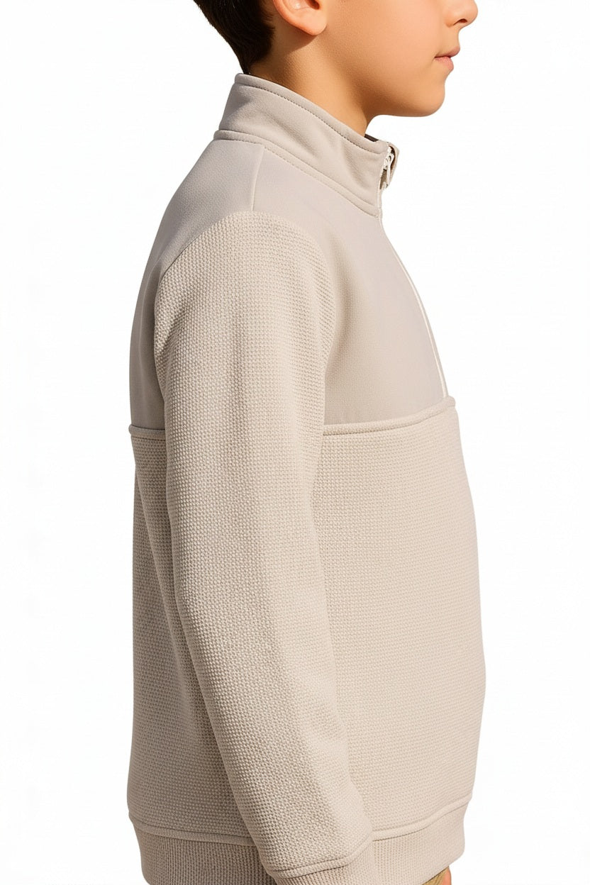 Boys Solid Mandarin Neck Sweatshirt