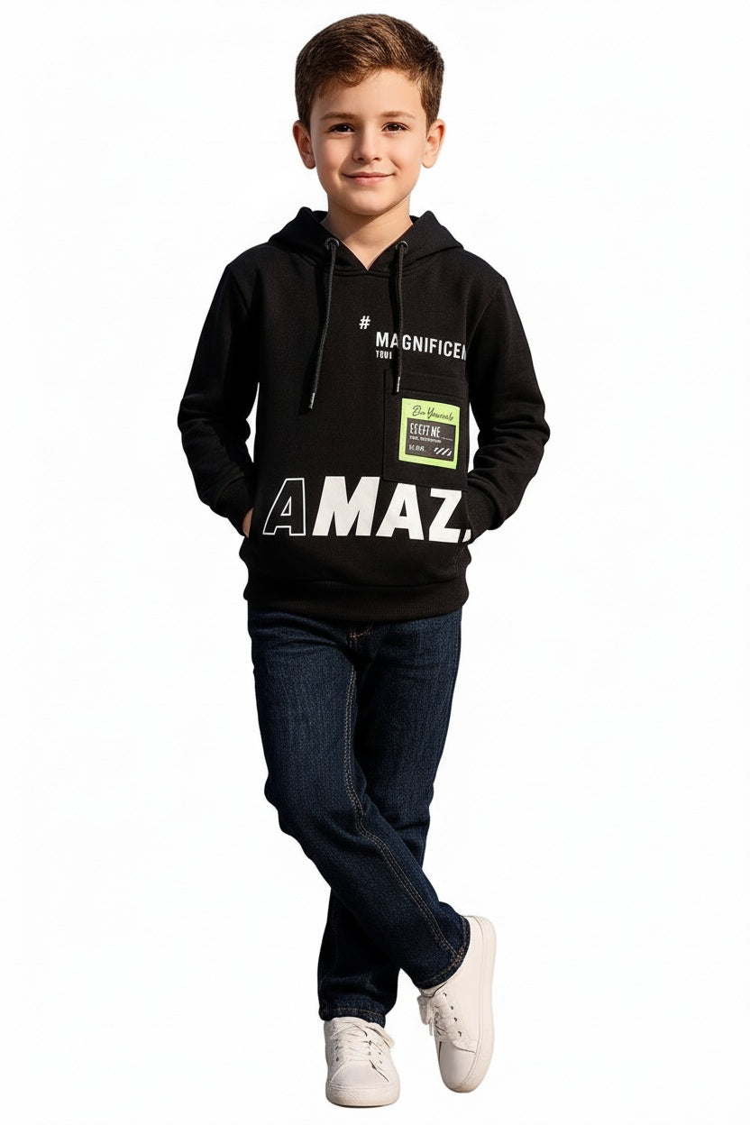 Boys Printed Hooded Sweatshirt