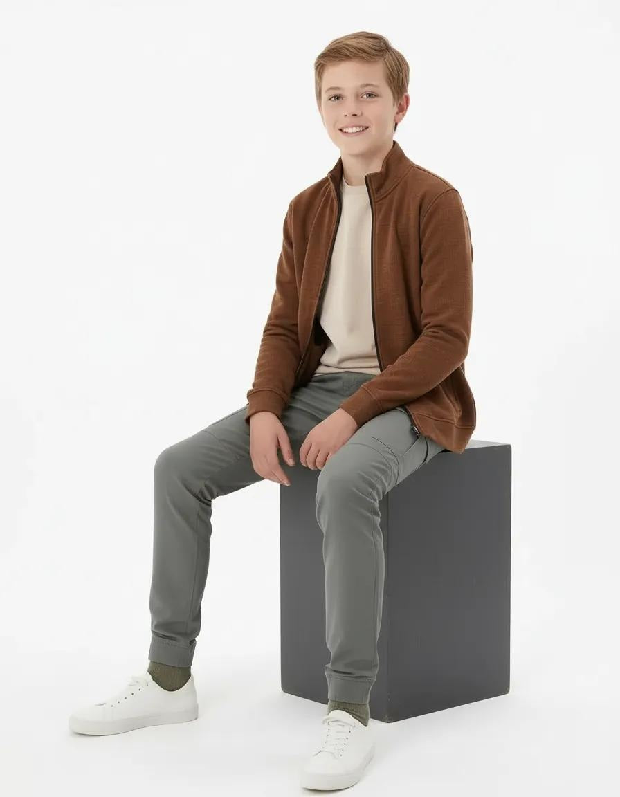 Boy Solid Mandarin Neck Sweatshirt