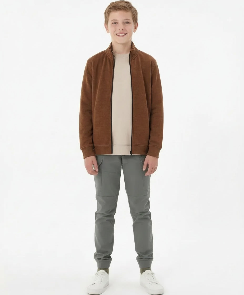 Boy Solid Mandarin Neck Sweatshirt