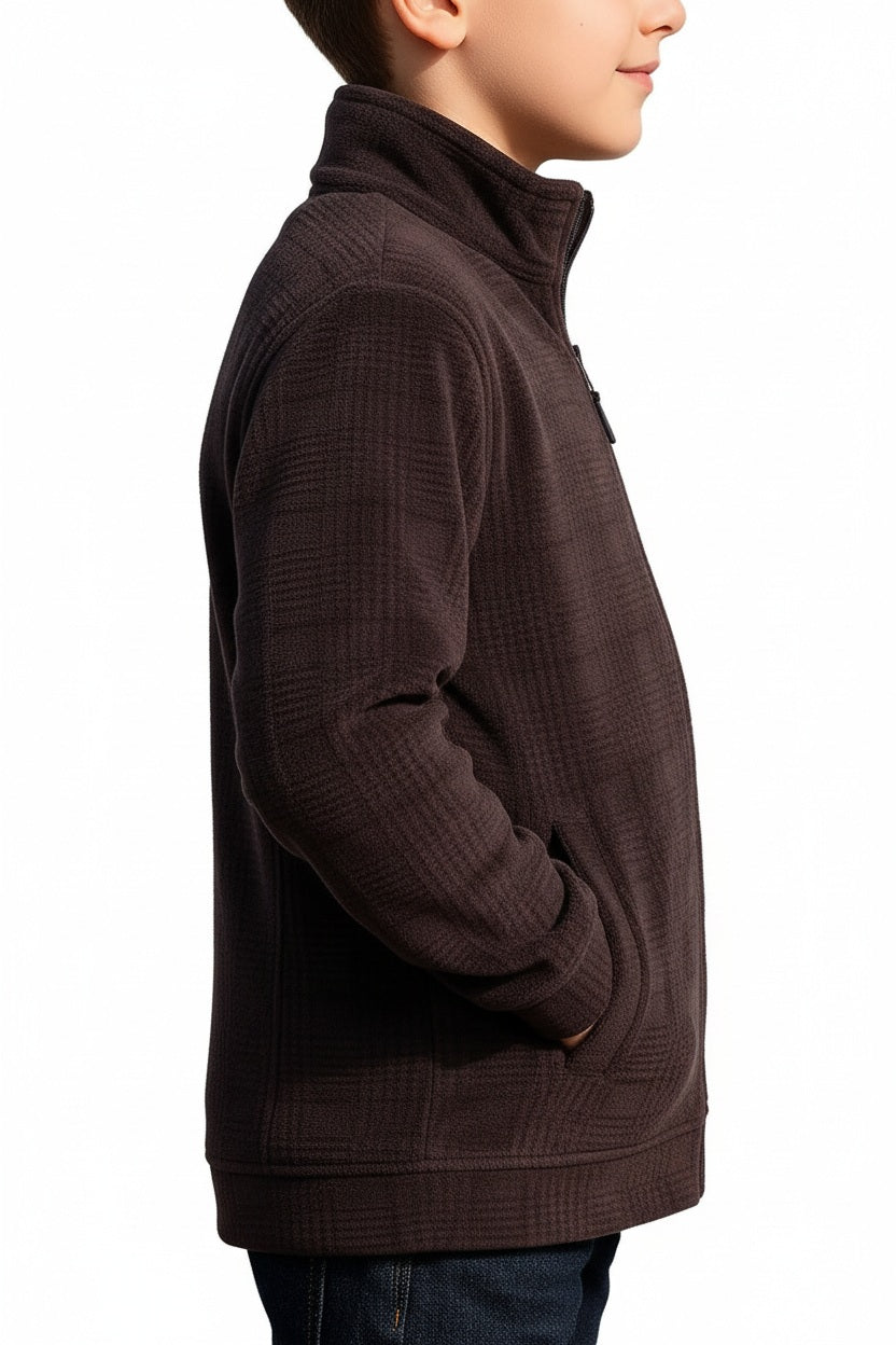 Boys Solid Mandarin Neck Sweatshirt