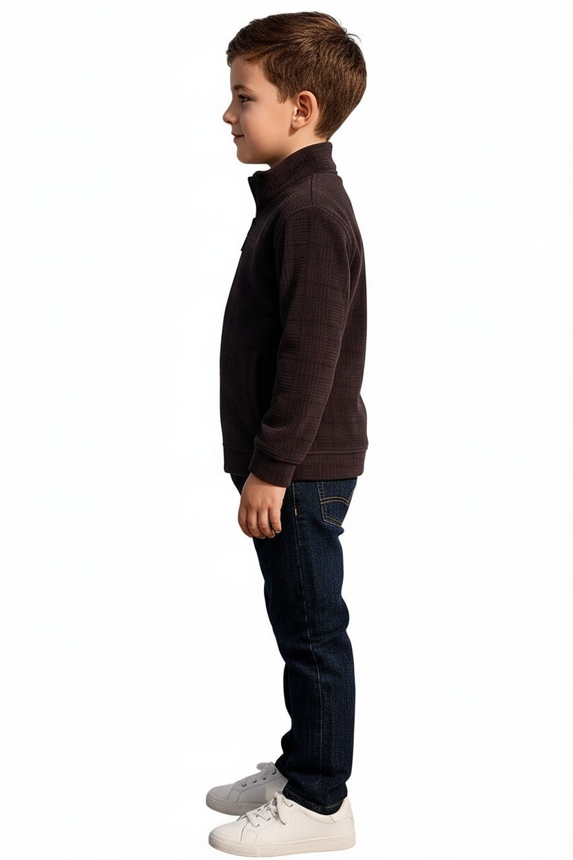 Boys Solid Mandarin Neck Sweatshirt
