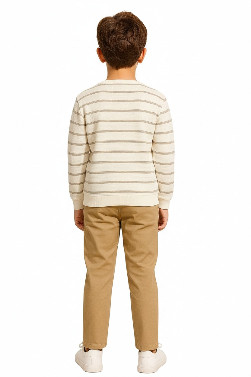 Boys Round Neck Striped Sweatshirt