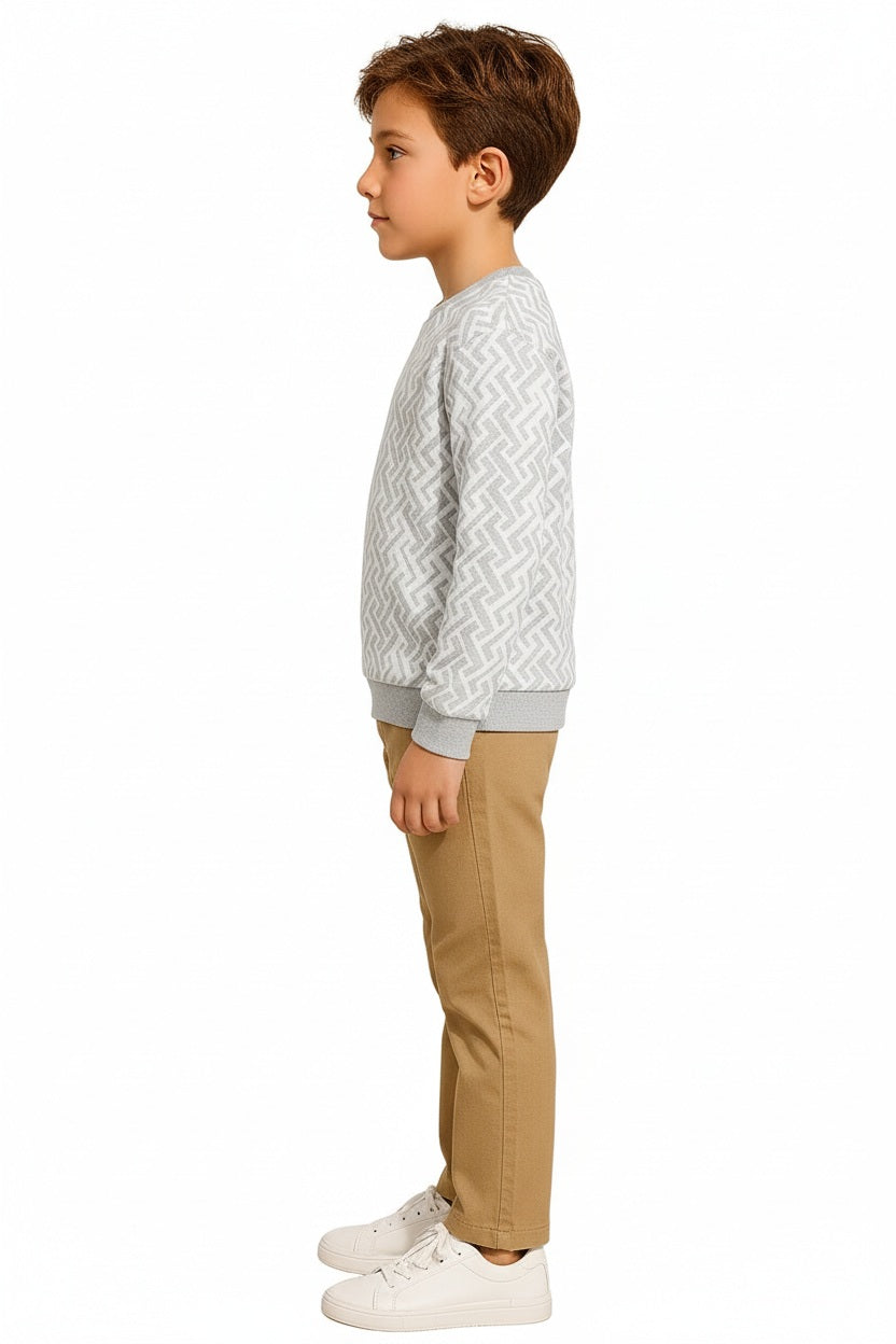 Boys Round Neck Graphic Print Sweatshirt