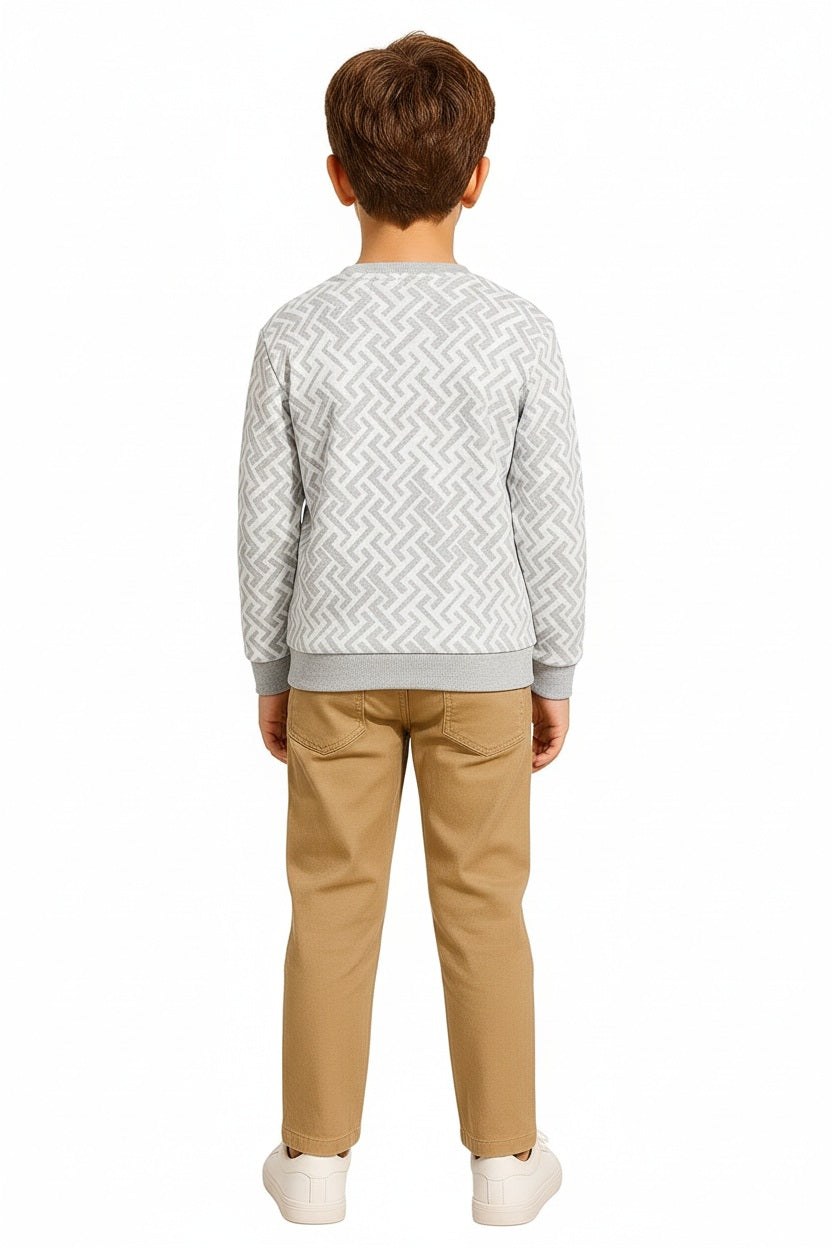 Boys Round Neck Graphic Print Sweatshirt