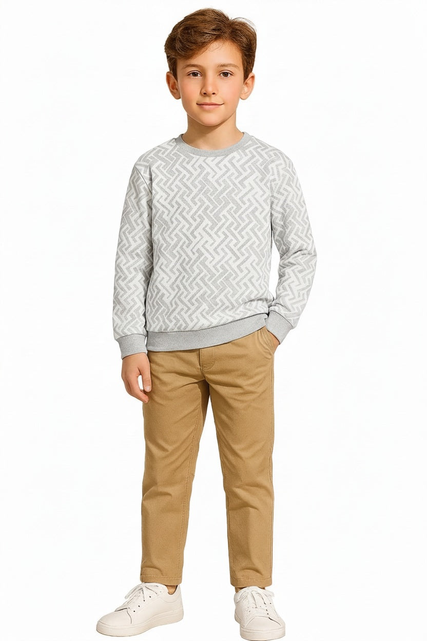 Boys Round Neck Graphic Print Sweatshirt