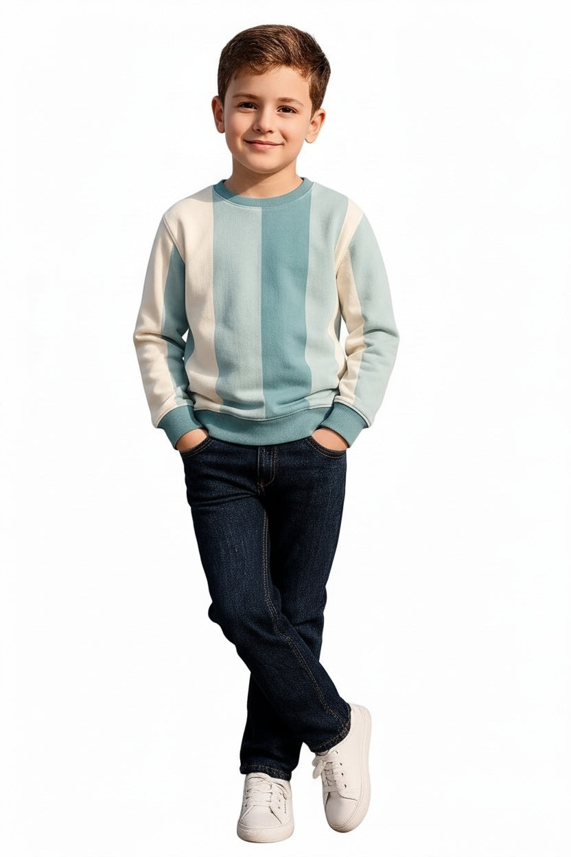Boys Round Neck Colourblocked Sweatshirt