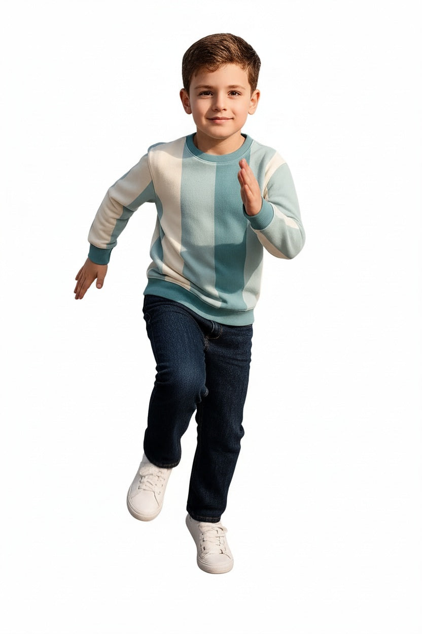 Boys Round Neck Colourblocked Sweatshirt