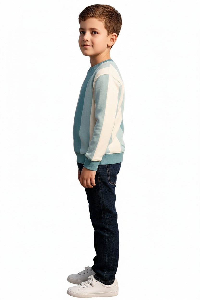 Boys Round Neck Colourblocked Sweatshirt