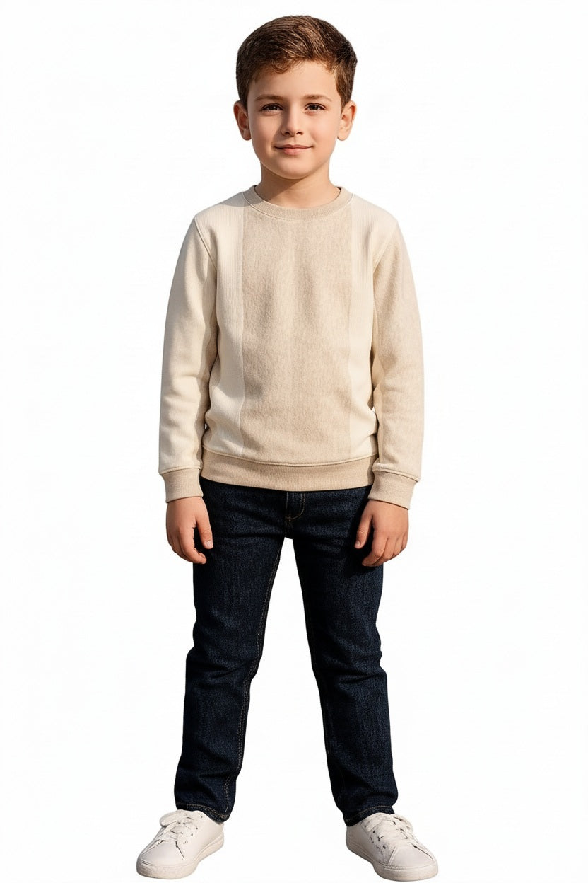 Boys Round Neck Colourblocked Sweatshirt