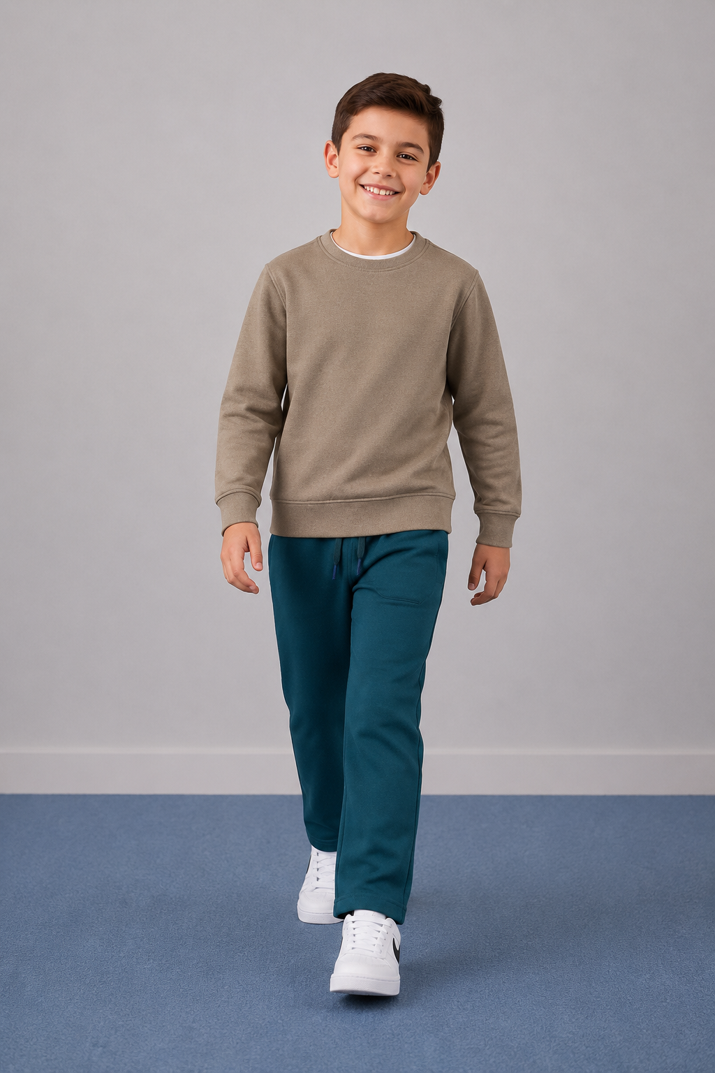 Junior Boys Pacific Melange German Velvet Knitted Lower – Regular Fit Drawstring Track Pants