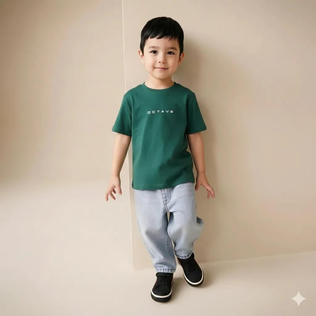 Octave Boys Typography Printed Cotton Round Neck T-shirt