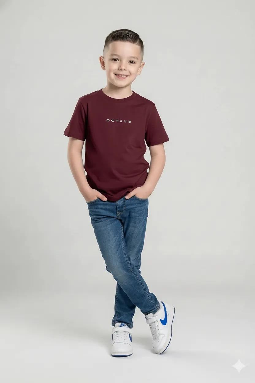 Octave Boys Brand Logo Printed Cotton Tshirt