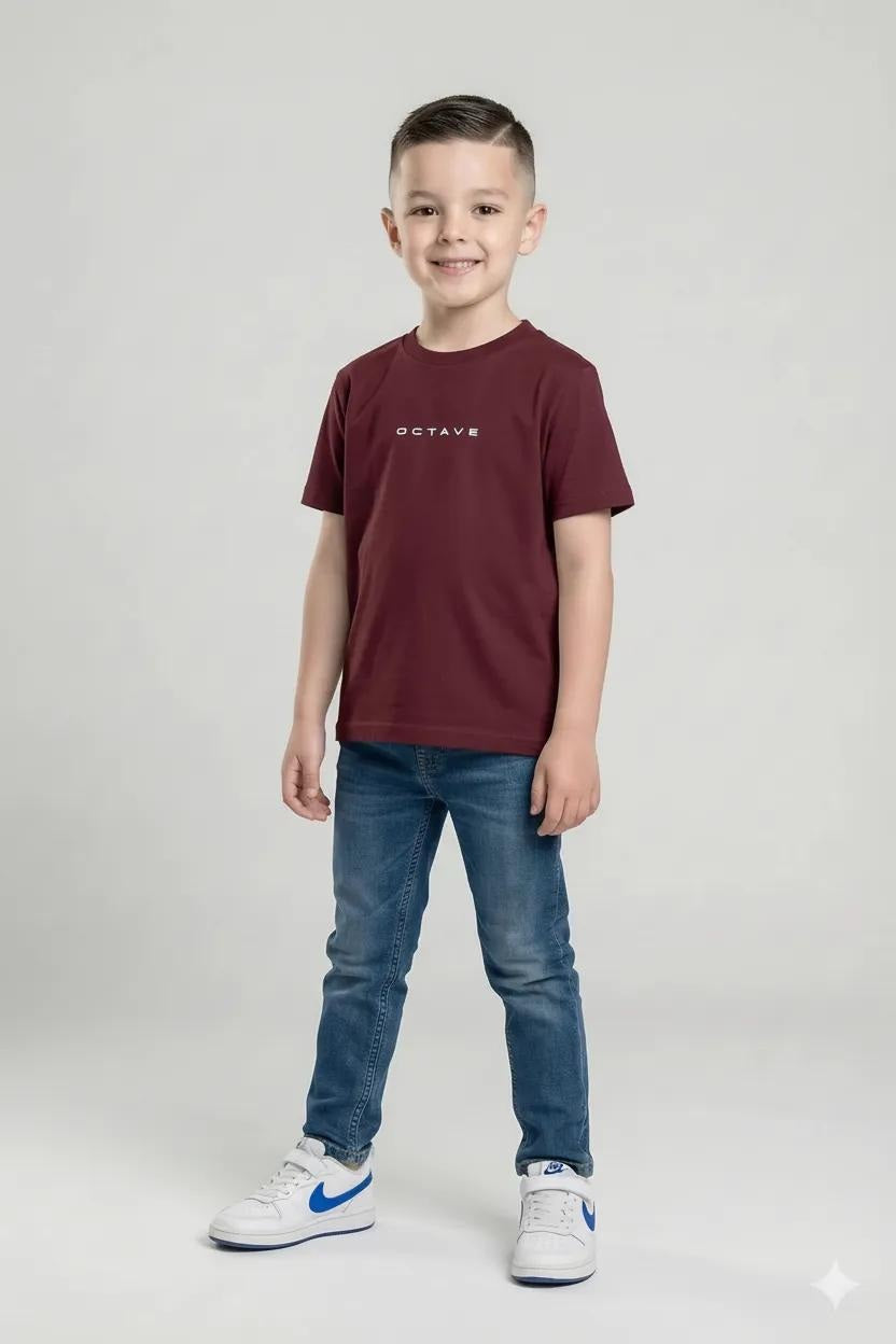 Octave Boys Brand Logo Printed Cotton Tshirt