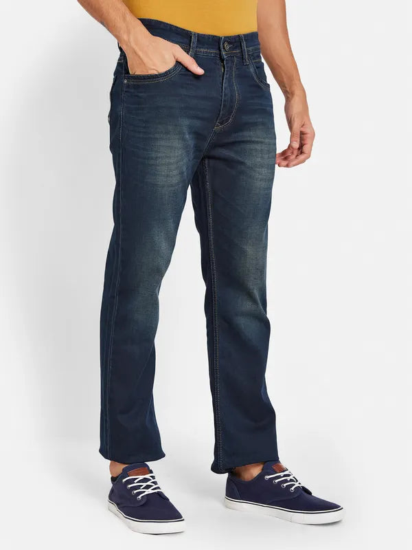 Octave Men Mid Rise Bootcut Clean Look Light Fade Stretchable Jeans