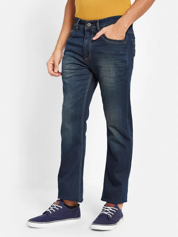 Octave Men Mid Rise Bootcut Clean Look Light Fade Stretchable Jeans