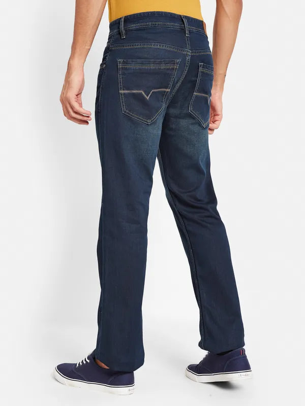 Octave Men Mid Rise Bootcut Clean Look Light Fade Stretchable Jeans