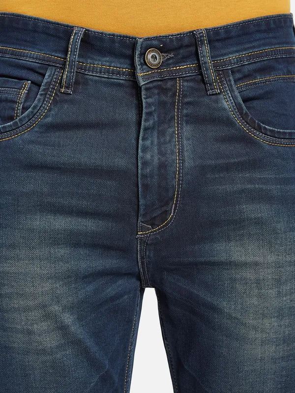 Octave Men Mid Rise Bootcut Clean Look Light Fade Stretchable Jeans