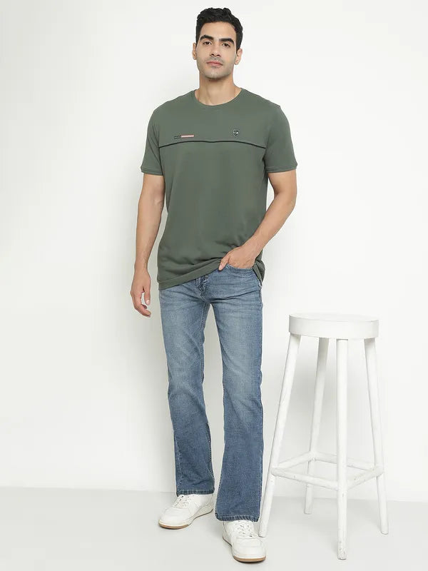 Octave Men Mid-Rise Heavy Faded Medium Shade Stretchable Jeans