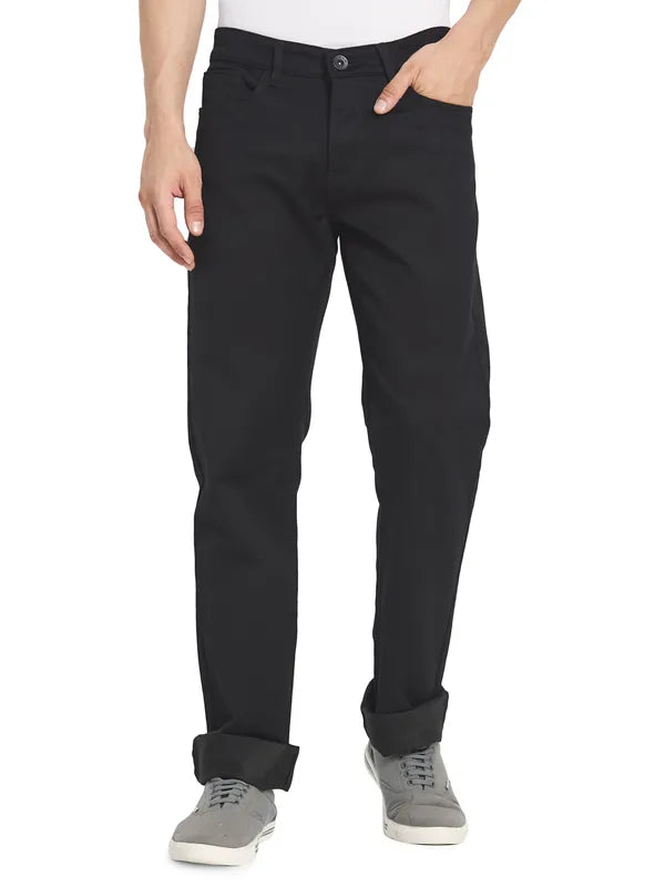 Octave Men Black Clean Look Mid Rise Jeans