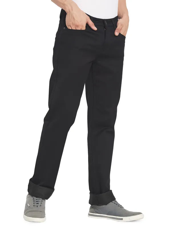 Octave Men Black Clean Look Mid Rise Jeans