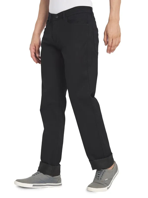 Octave Men Black Clean Look Mid Rise Jeans