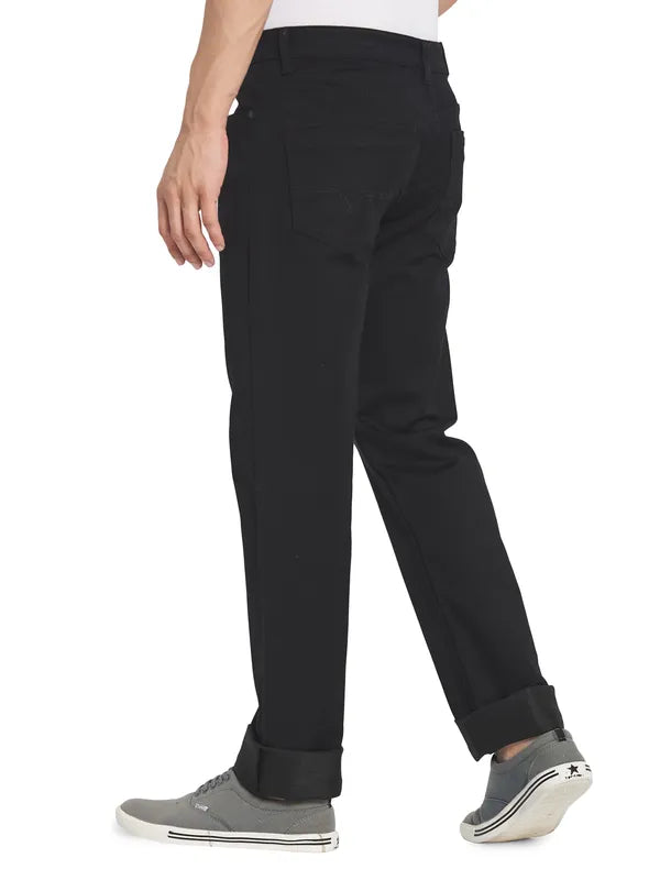 Octave Men Black Clean Look Mid Rise Jeans