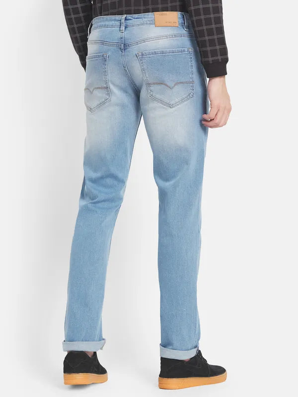 Men Blue Light Fade Stretchable Jeans