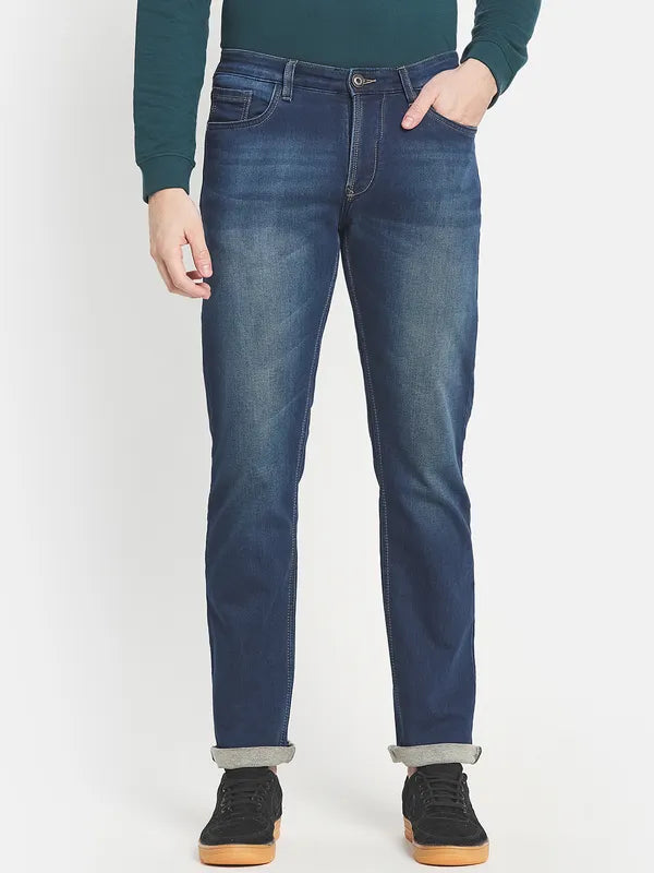 Men Blue Heavy Fade Stretchable Jeans