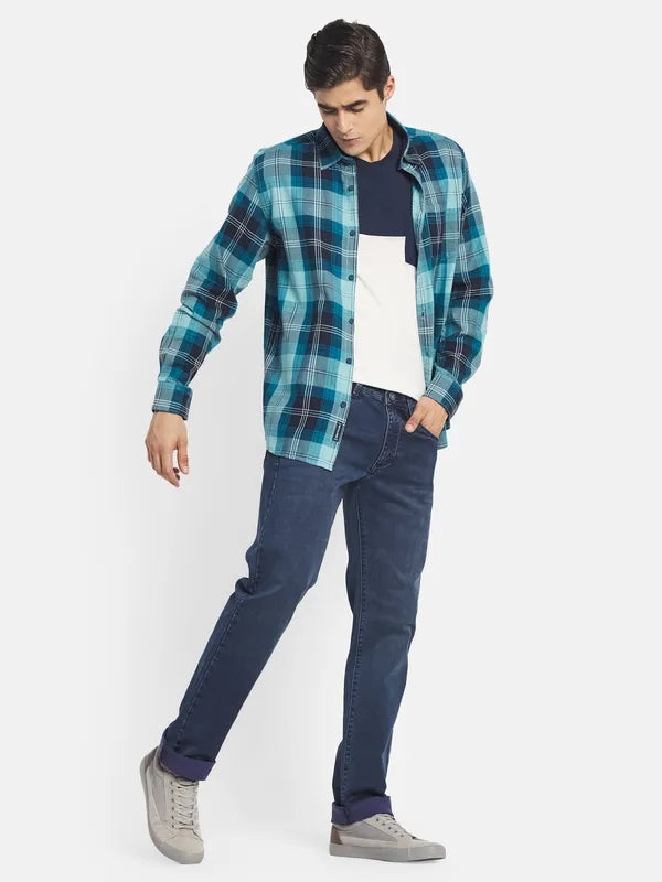 Octave Men Blue Straight Fit Mildly Distressed Light Fade Jeans