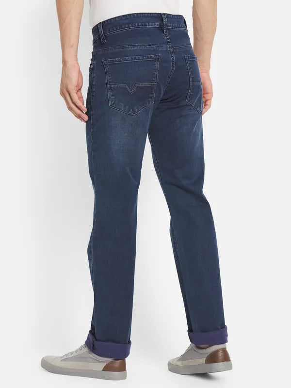 Octave Men Blue Straight Fit Mildly Distressed Light Fade Jeans