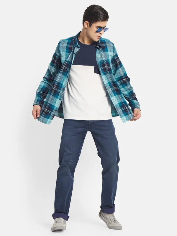 Octave Men Blue Straight Fit Mildly Distressed Light Fade Jeans