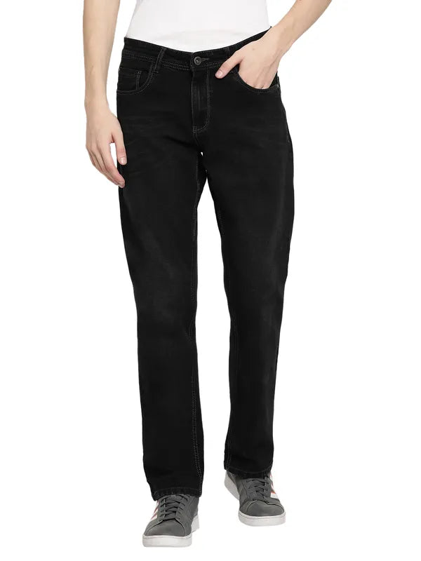 Octave Men Black Mid-Rise Stretchable Jeans