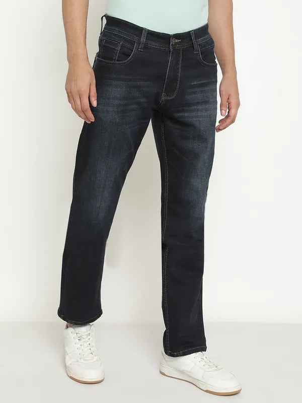 Octave Men Mid-Rise Dark Shade Light Fade Clean Look Stretchable Jeans