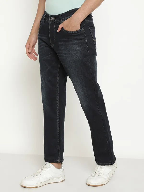 Octave Men Mid-Rise Dark Shade Light Fade Clean Look Stretchable Jeans