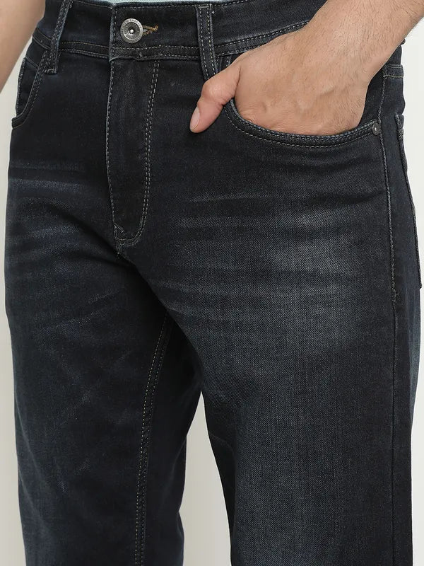 Octave Men Mid-Rise Dark Shade Light Fade Clean Look Stretchable Jeans