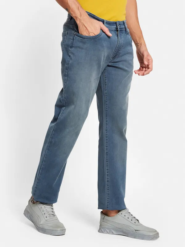 Octave Men Straight Fit Mid-Rise Heavy Fade Cotton Jeans