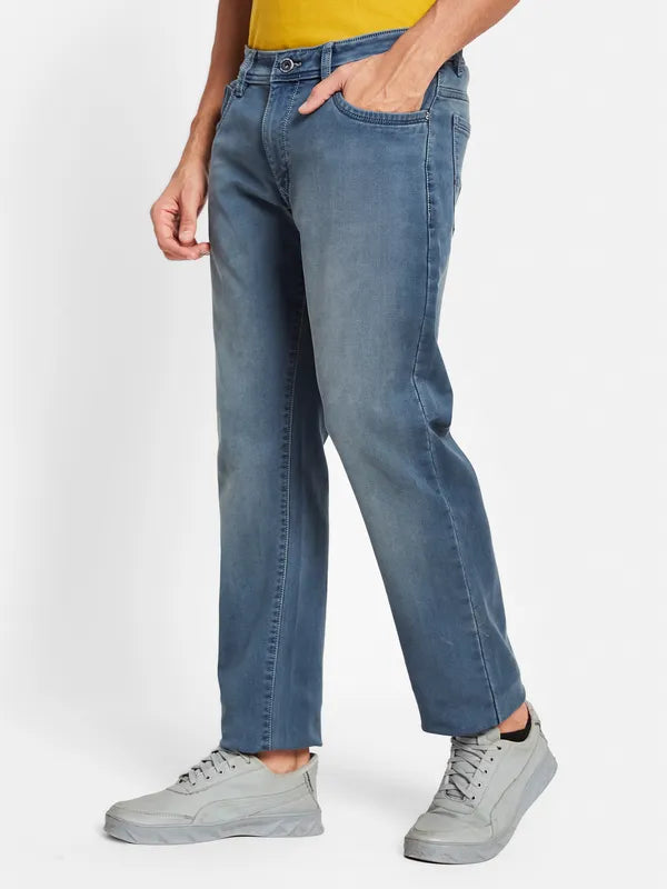 Octave Men Straight Fit Mid-Rise Heavy Fade Cotton Jeans