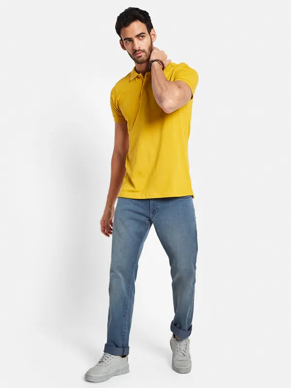 Octave Men Straight Fit Mid-Rise Heavy Fade Cotton Jeans