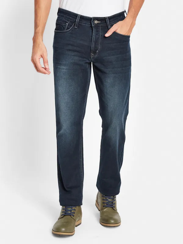 Octave Men Clean Look Mid-Rise Light Fade Cotton Jeans