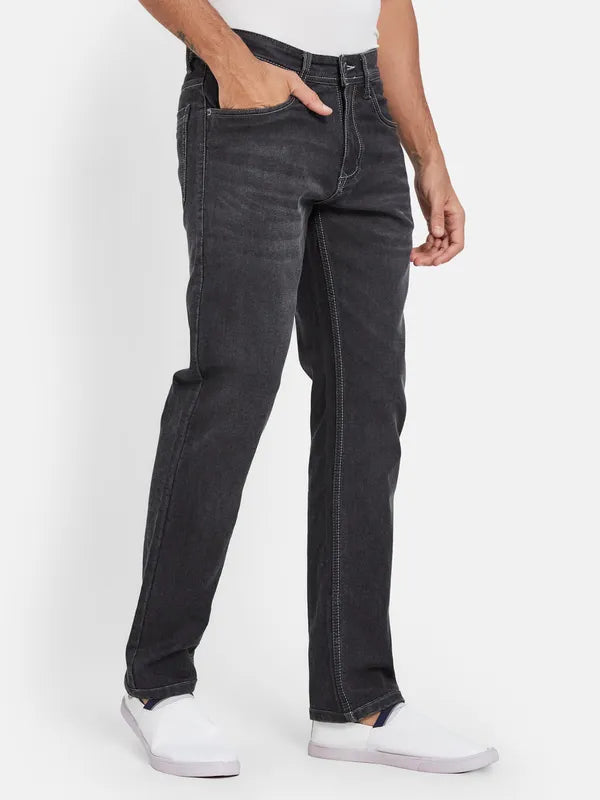 Octave Men Straight Fit Mid-Rise Dark Shade Cotton Clean Look Jeans