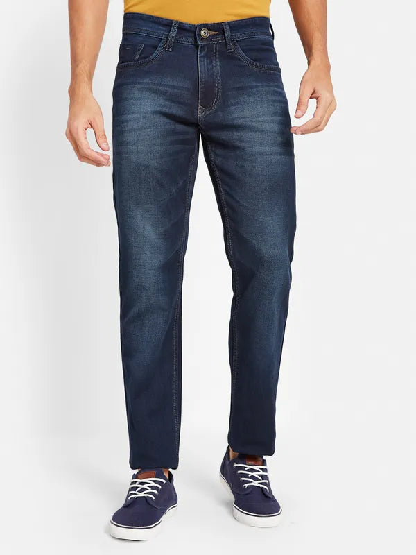 Octave Men Straight Fit Mid-Rise Heavy Fade Cotton Jeans