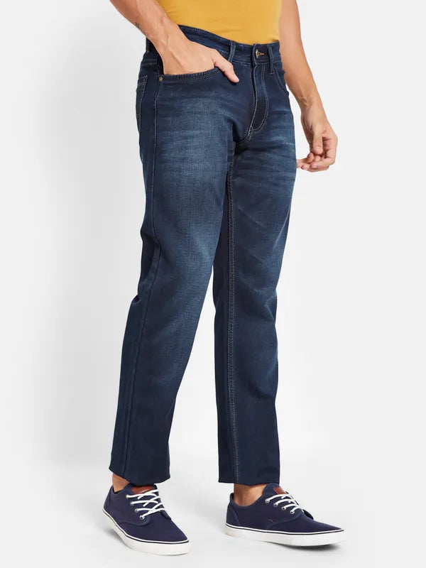 Octave Men Straight Fit Mid-Rise Heavy Fade Cotton Jeans