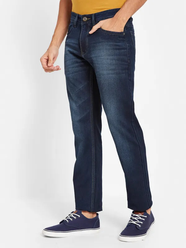 Octave Men Straight Fit Mid-Rise Heavy Fade Cotton Jeans