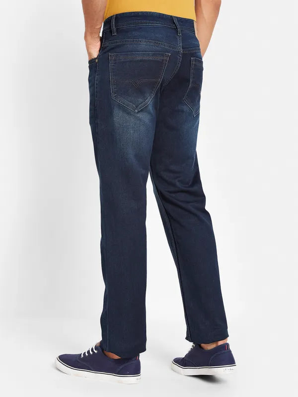 Octave Men Straight Fit Mid-Rise Heavy Fade Cotton Jeans